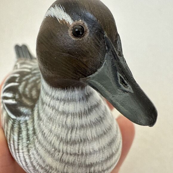 Wooden Duck Decoy Mallard Hand Carved Painted Small Shelf Sitter Art 5" - Picture 9 of 9